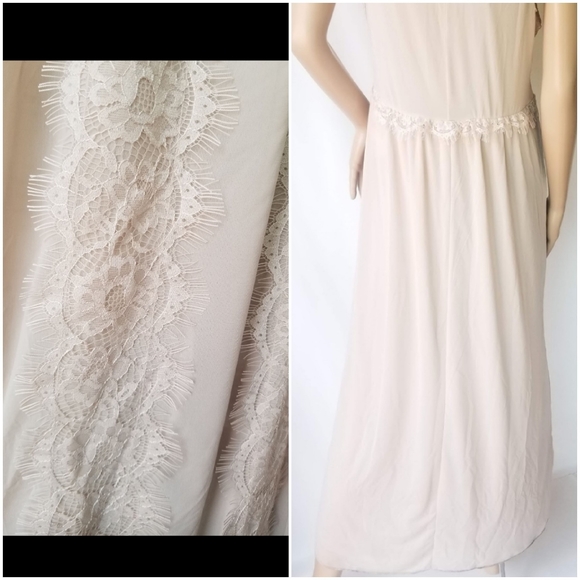Zara contrasting lace camisole maxi dress neutral - Picture 6 of 8
